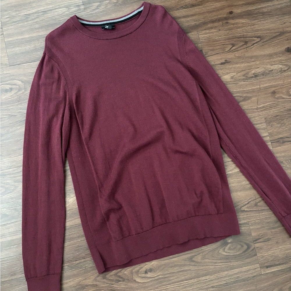 Express Men's Deep Red Crewneck Sweater